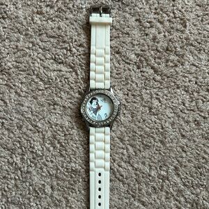 Disneys women’s vintage white/silver crystal snow white adjustable silicon watch